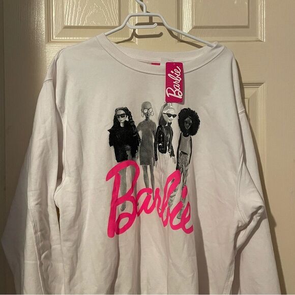 NWT Barbie Crewneck (White/neon pink) - Picture 1 of 3